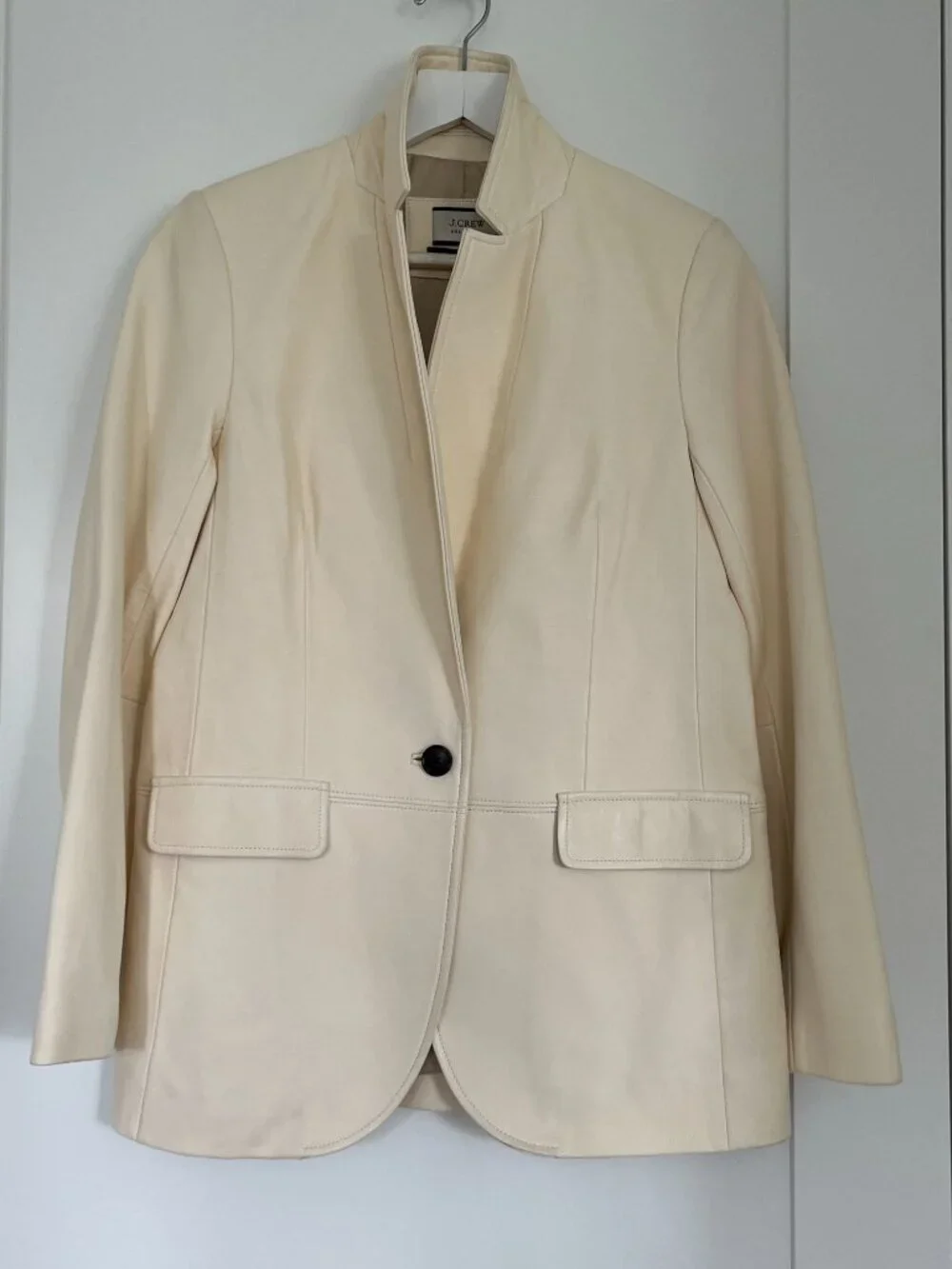 J. Crew Collection Alfie Leather Blazer in Ivory Size 4 NWT